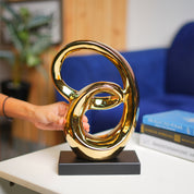 MARKET99 Ceramic Looping Shape Sculpture Decor Object in Black & Golden