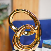 MARKET99 Ceramic Looping Shape Sculpture Decor Object in Black & Golden