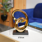 MARKET99 Ceramic Looping Shape Sculpture Decor Object in Black & Golden