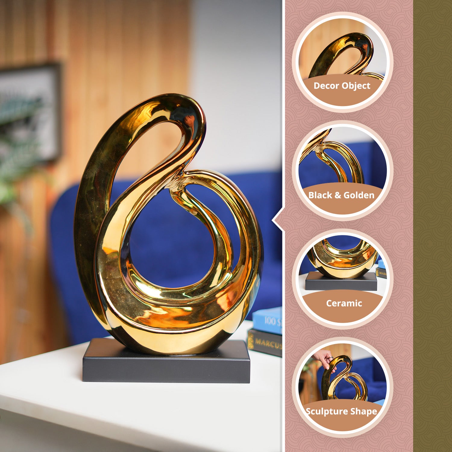 MARKET99 Ceramic 'Looping Shape Sculpture' Decor Object