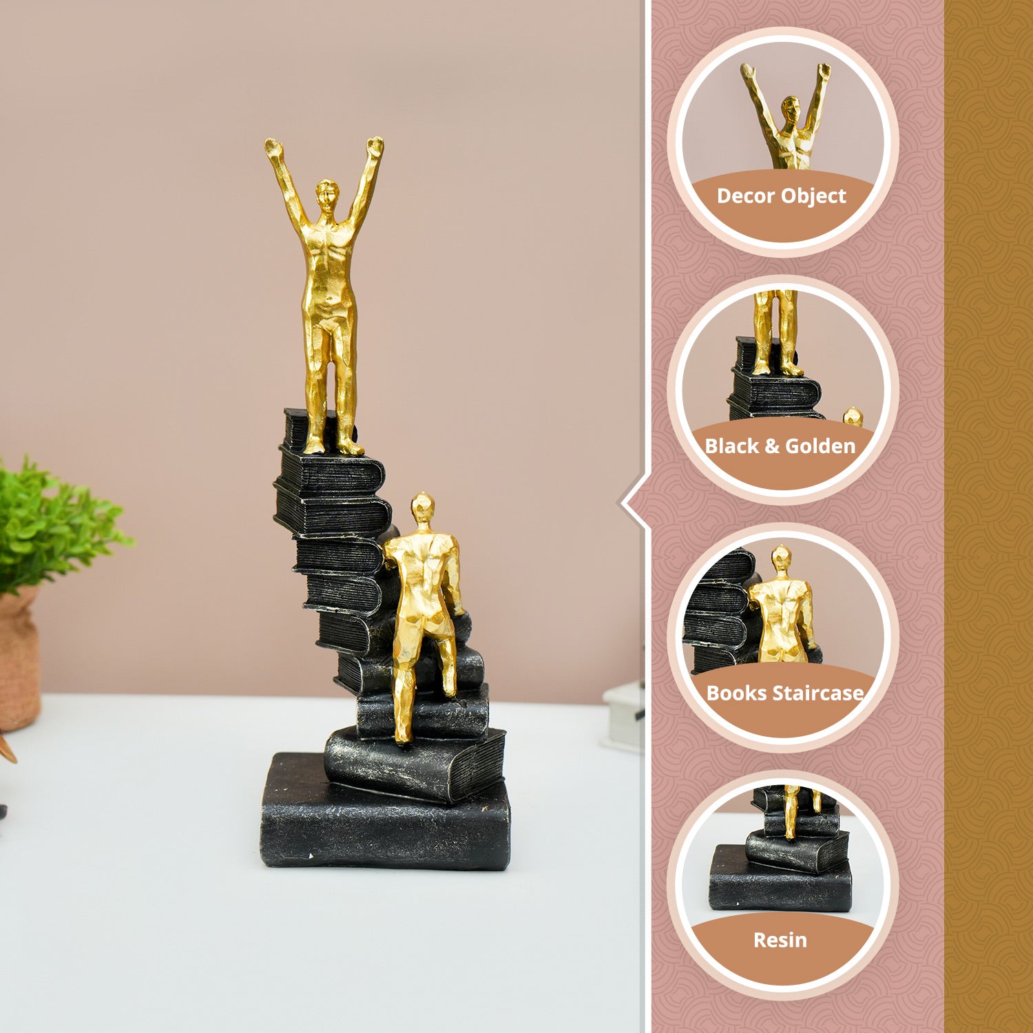 MARKET99 Resin Staircase Decor Object in Black & Golden