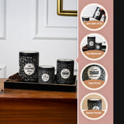 MARKET99 Black Iron Coffee, Tea & Sugar Jar Set of 3 - (Tea 500 ml, Coffee 750 ml, Sugar 1000 ml)