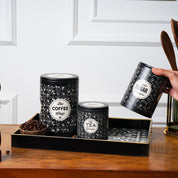 MARKET99 Black Iron Coffee, Tea & Sugar Jar Set of 3 - (Tea 500 ml, Coffee 750 ml, Sugar 1000 ml)