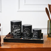 MARKET99 Black Iron Coffee, Tea & Sugar Jars - (1000 ml Each, Set Of 3)