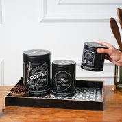 MARKET99 Black Iron Coffee, Tea & Sugar Jars - (1000 ml Each, Set Of 3)