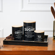 MARKET99 Black Iron Coffee, Tea & Sugar Jar Set of 3