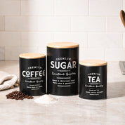 MARKET99 Black Iron Coffee, Tea & Sugar Jar Set of 3
