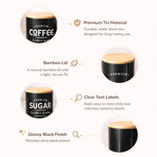 MARKET99 Black Iron Coffee, Tea & Sugar Jar Set of 3