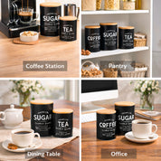 MARKET99 Black Iron Coffee, Tea & Sugar Jar Set of 3