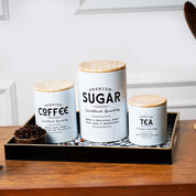 MARKET99 White Iron Coffee, Tea & Sugar Jars - (1000 ml Each, Set Of 3)
