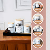 MARKET99 White Iron Coffee, Tea & Sugar Jars - (1000 ml Each, Set Of 3)