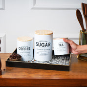MARKET99 White Iron Coffee, Tea & Sugar Jars - (1000 ml Each, Set Of 3)