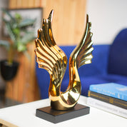MARKET99 Black & Golden Ceramic Wing Sculpture Decor Object