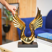 MARKET99 Black & Golden Ceramic Wing Sculpture Decor Object