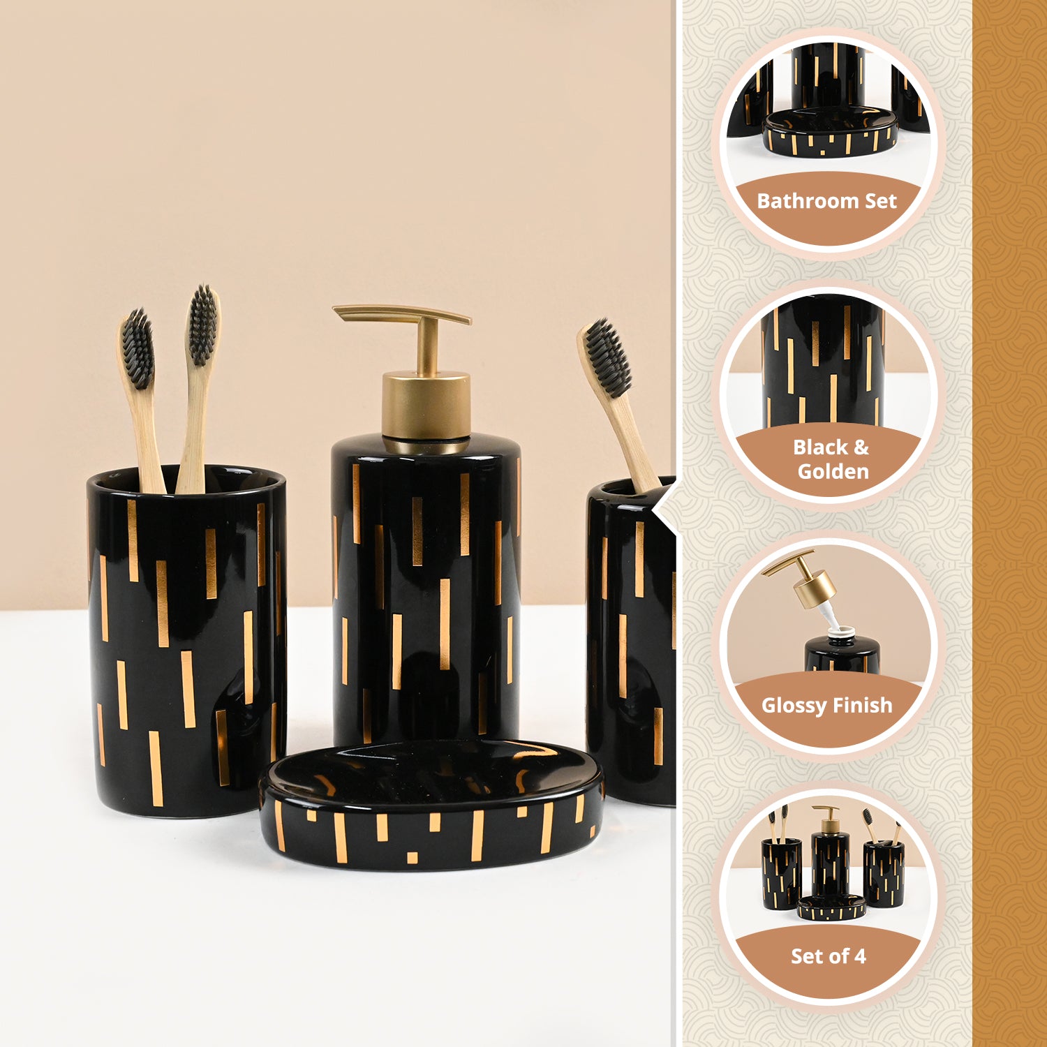 Bathroom Set Of 4 (Black)