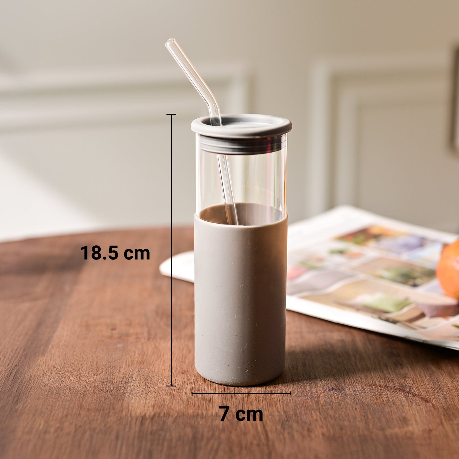Sipper With Straw (Grey) – 480 ML
