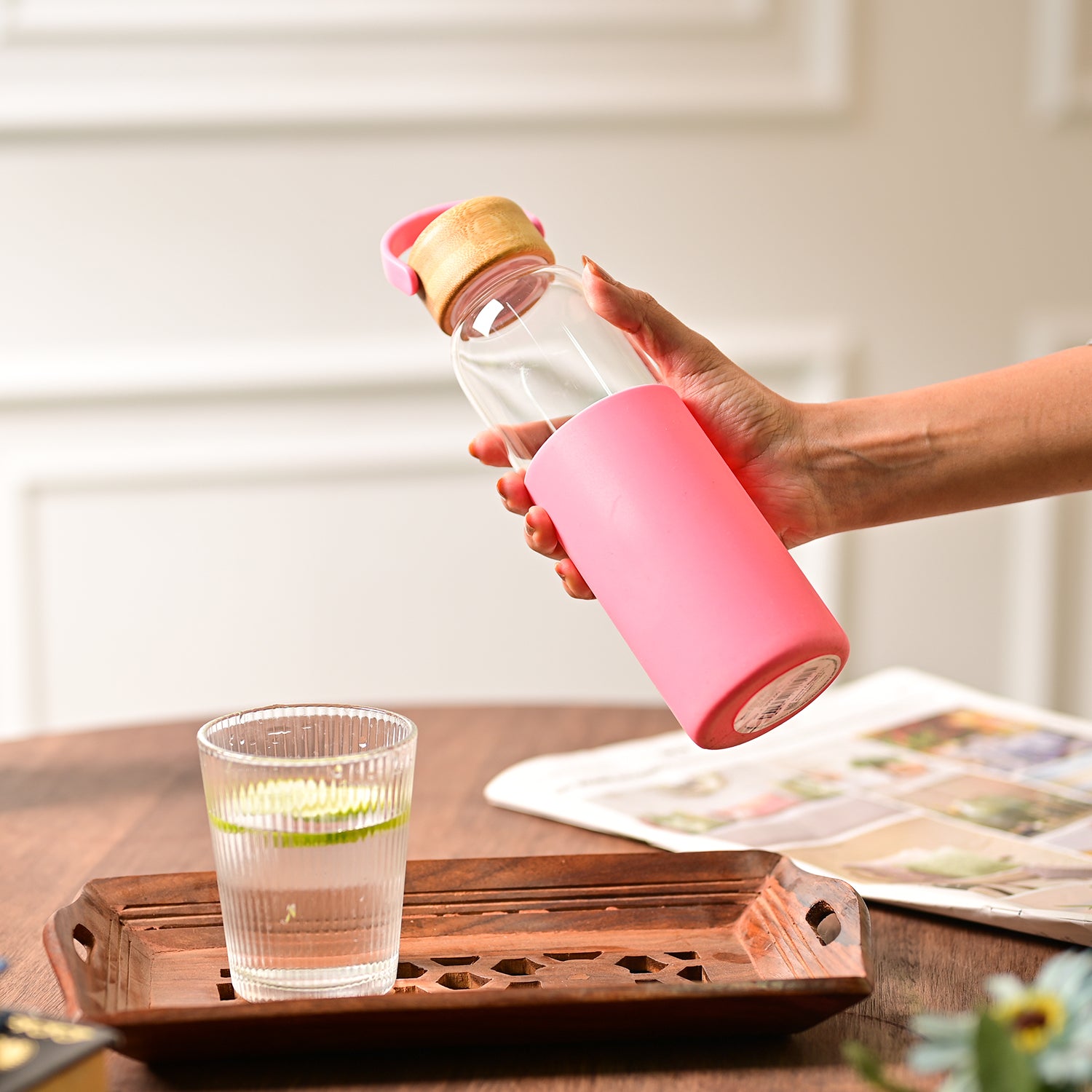 Glass Bottle (Pink) – 500 ML