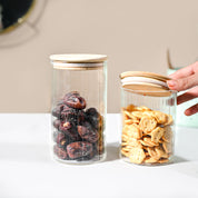 Jar With Bamboo Lid (Set of 2) – 750 ML & 500 ML