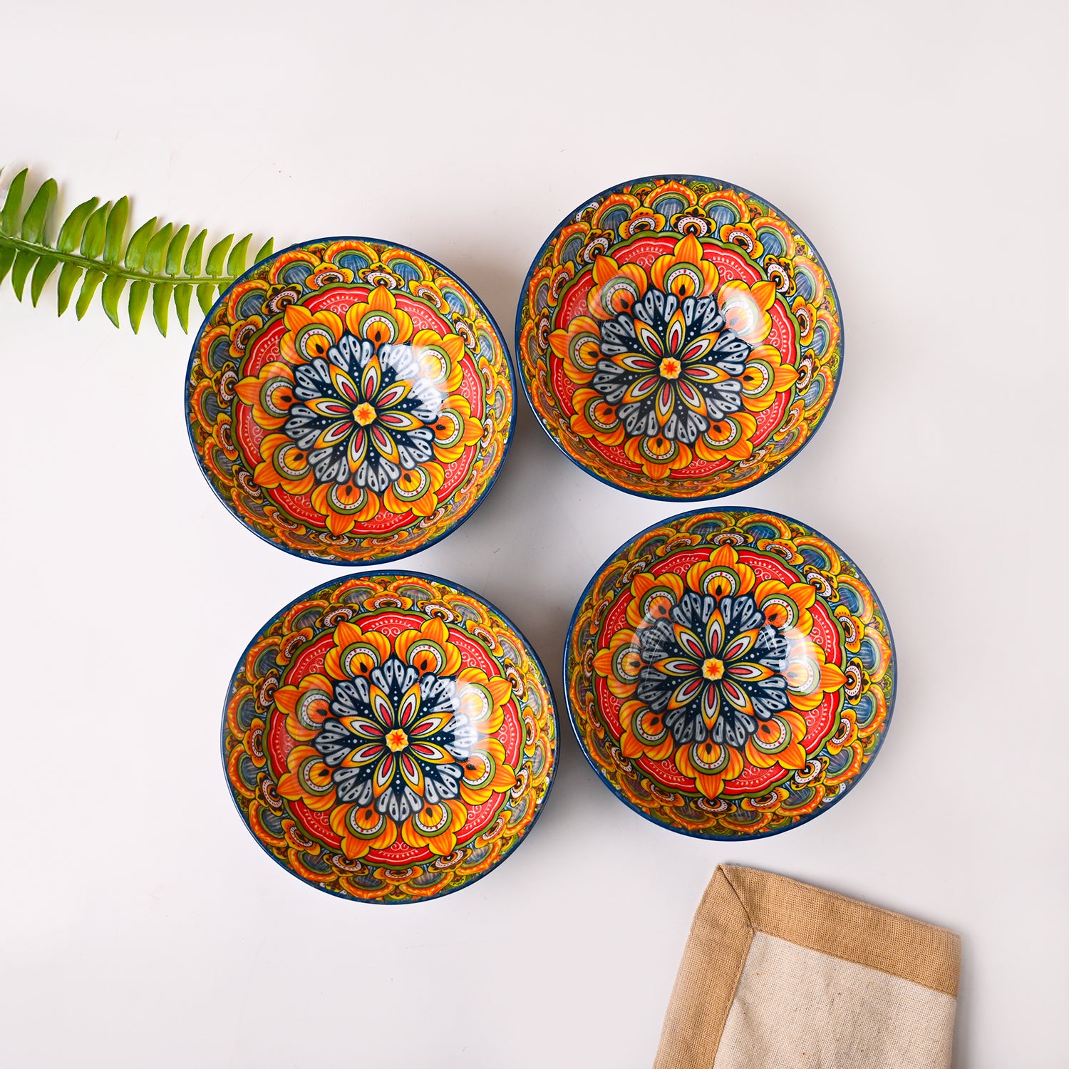 VON CASA Purple Ceramic Bowl Set Of 4