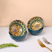 VON CASA Blue Ceramic Bowl Set Of 4