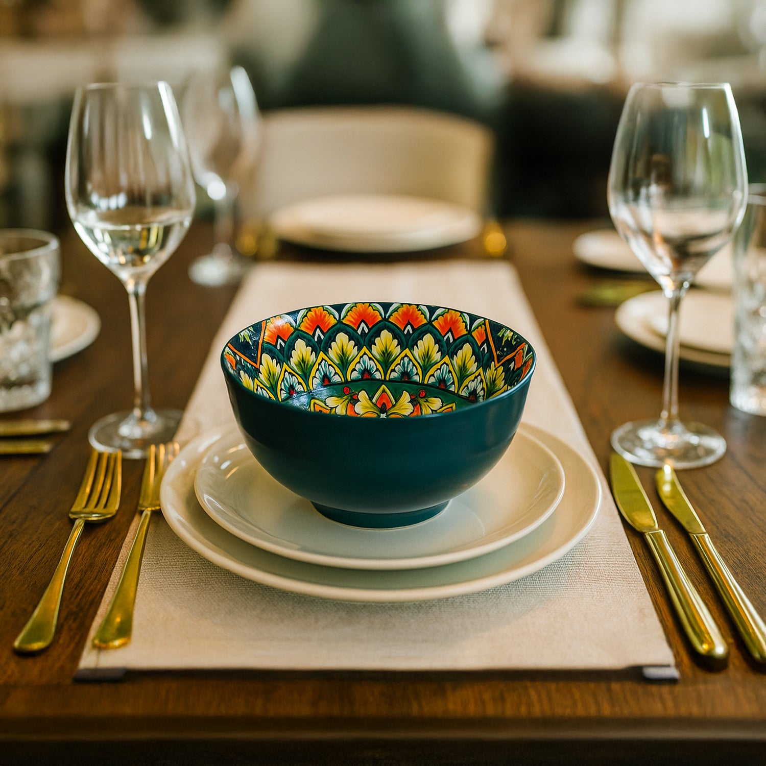 VON CASA Blue Ceramic Bowl Set Of 4