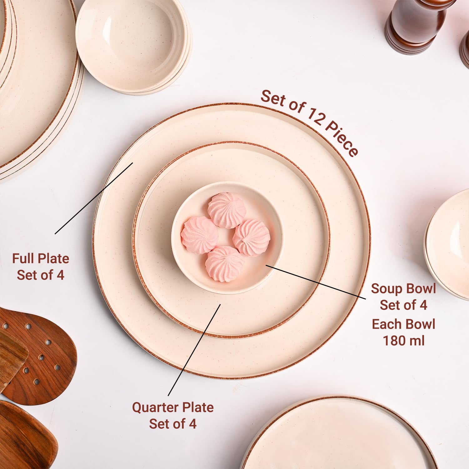Market99 Chochip Cream Melamine Dinner Set Of 12