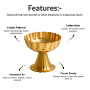 VON CASA Golden Fluted Pedestal Bowl