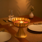 VON CASA Golden Fluted Pedestal Bowl