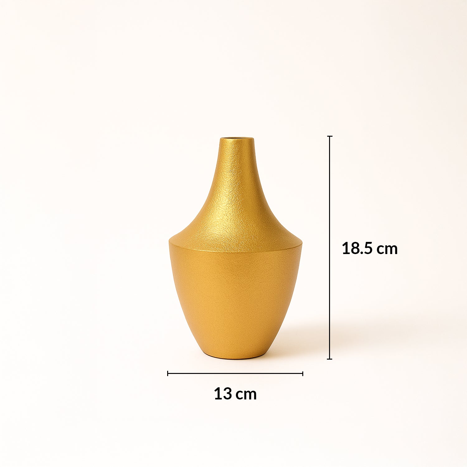 VON CASA Small Golden Surahi Flower Vase – (18.5 CM)