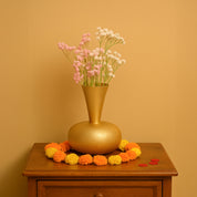 VON CASA Big Golden Surahi Flower Vase – (21 CM)