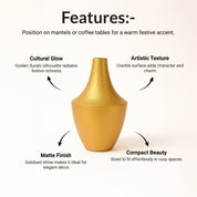 VON CASA Big Golden Surahi Flower Vase – Big (23 CM)