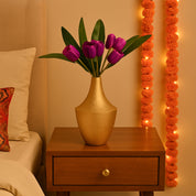 VON CASA Big Golden Surahi Flower Vase – Big (23 CM)