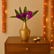 VON CASA Big Golden Surahi Flower Vase – Big (23 CM)