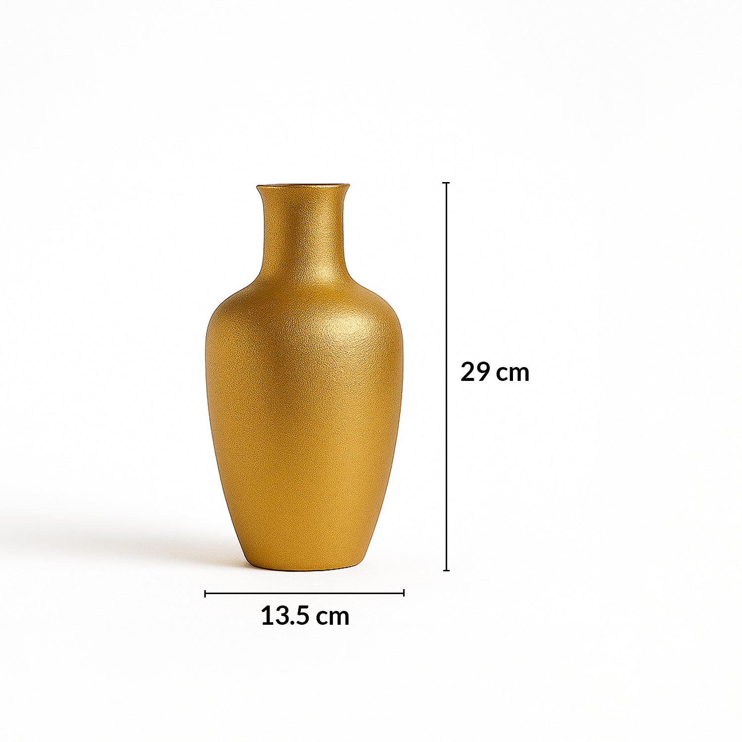 VON CASA Big Golden Surahi Flower Vase – Big (29 CM)