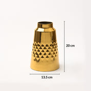 VON CASA Shiny Gold Vase – Truncated Cone (Shiny & Diamond Pattern)
