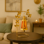 VON CASA Decorative T-Light With Stand - Red and Golden (Leaf Pattern)