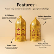 VON CASA Moroccan Lantern Set of 2 – Golden & Red (Domed Design)