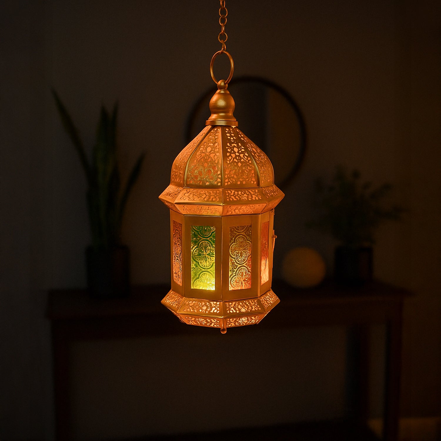 VON CASA Moroccan Domed Lantern – Multi-Colour Glow
