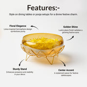 VON CASA Golden Lotus Bowl with Stand – Lustre Glass Elegance