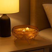 VON CASA Golden Lotus Bowl with Stand – Lustre Glass Elegance