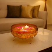 VON CASA Golden Lotus Bowl with Stand – Lustre Glass Elegance