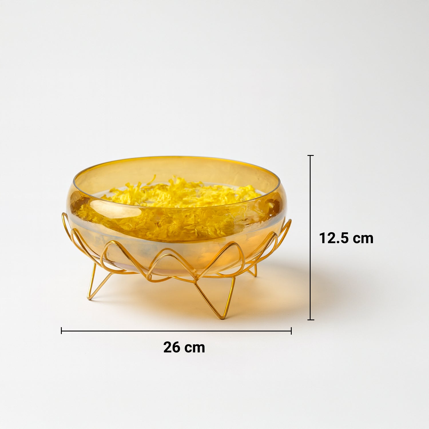 VON CASA Golden Lotus Bowl with Stand – Lustre Glass Elegance