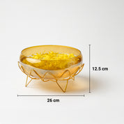 VON CASA Golden Lotus Bowl with Stand – Lustre Glass Elegance
