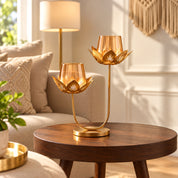 VON CASA 2 Votive T-Light Holder – Golden Lotus Glow