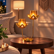 VON CASA 2 Votive T-Light Holder – Golden Lotus Glow