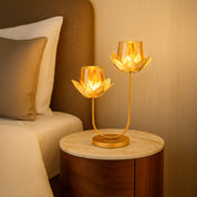 VON CASA 2 Votive T-Light Holder – Golden Lotus Glow