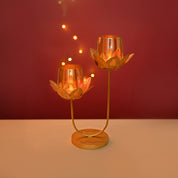 VON CASA 2 Votive T-Light Holder – Golden Lotus Glow