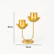 VON CASA 2 Votive T-Light Holder – Golden Lotus Glow
