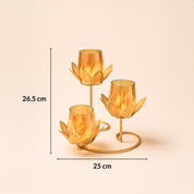 VON CASA 3 Votive T-Light Holder – Triple Lotus Design