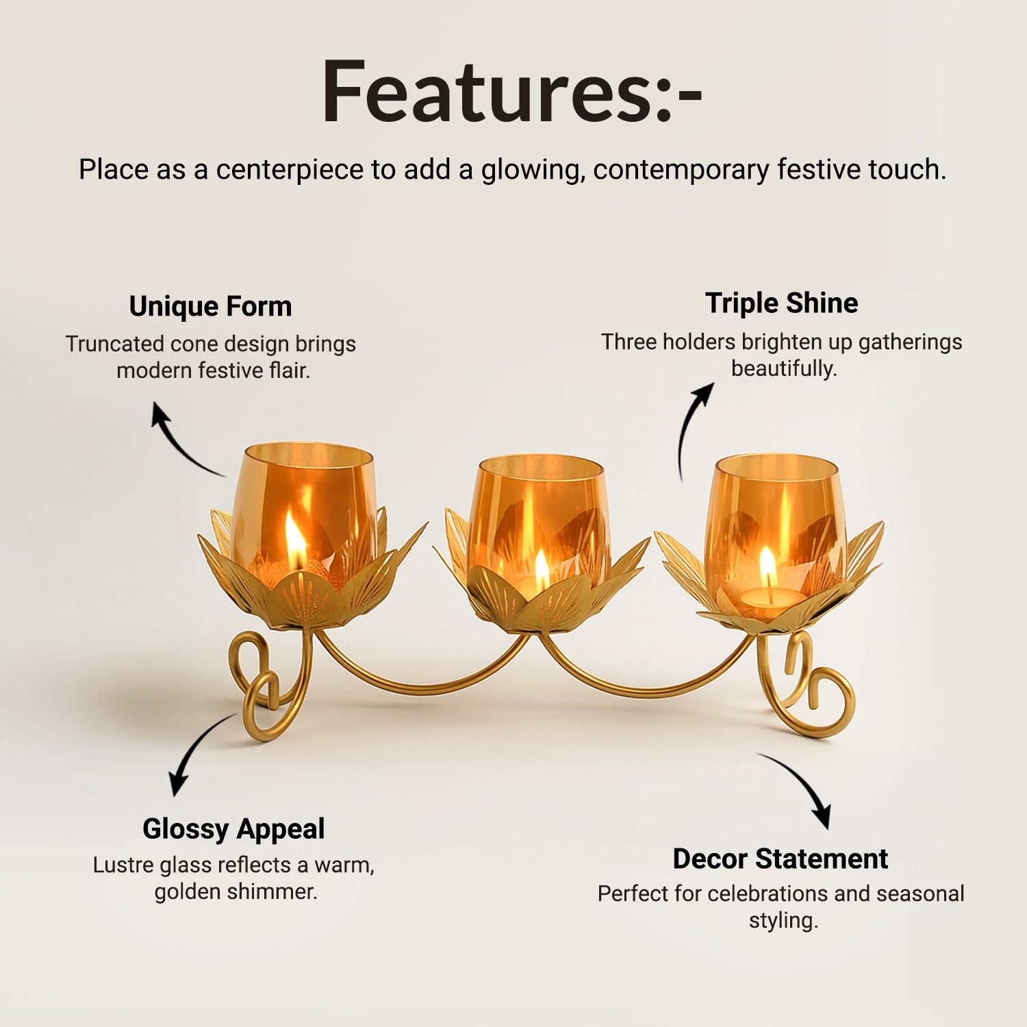 VON CASA Three Votive T-Light Holder – Modern Elegance